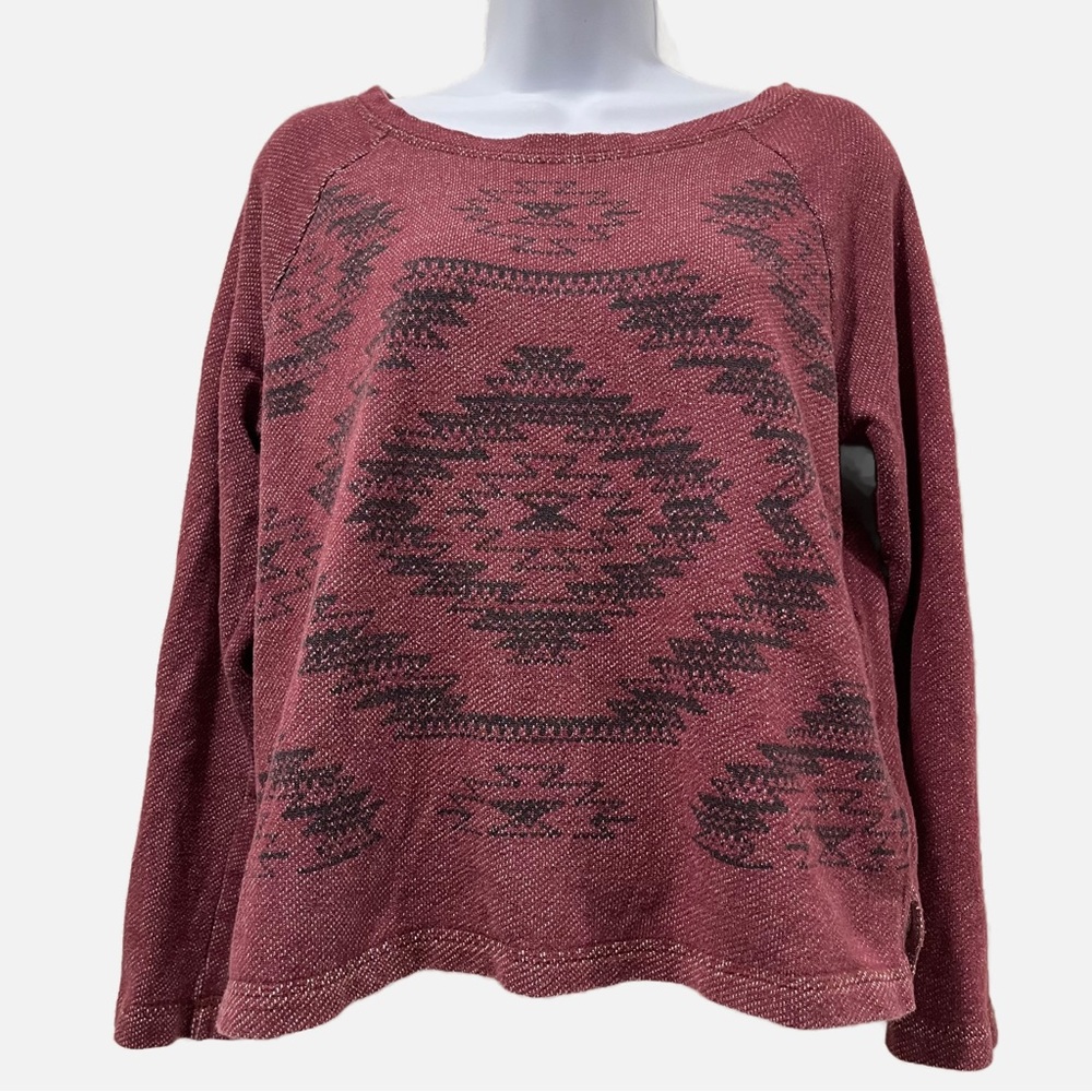Old Navy Oversized Aztec Patterned Mauve Pullover Sweatshirt | Size S
